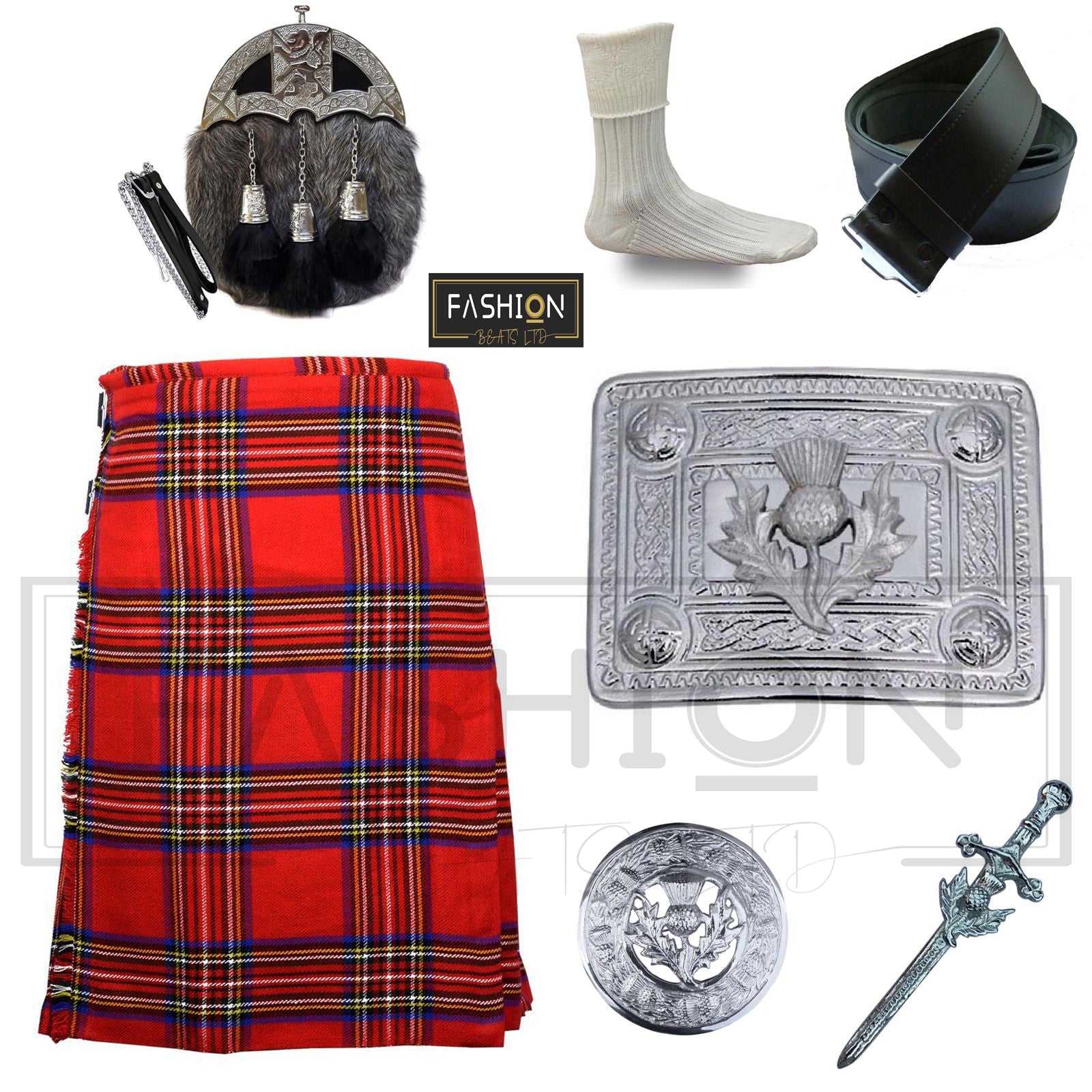 Men's Wedding Kilt Outfit 7 Piece Set Available in 40+ Plus Tartan Clan for Kilts