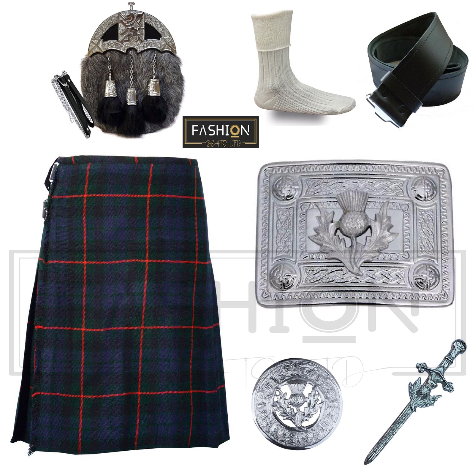 Men's Wedding Kilt Outfit 7 Piece Set Available in 40+ Plus Tartan Clan for Kilts