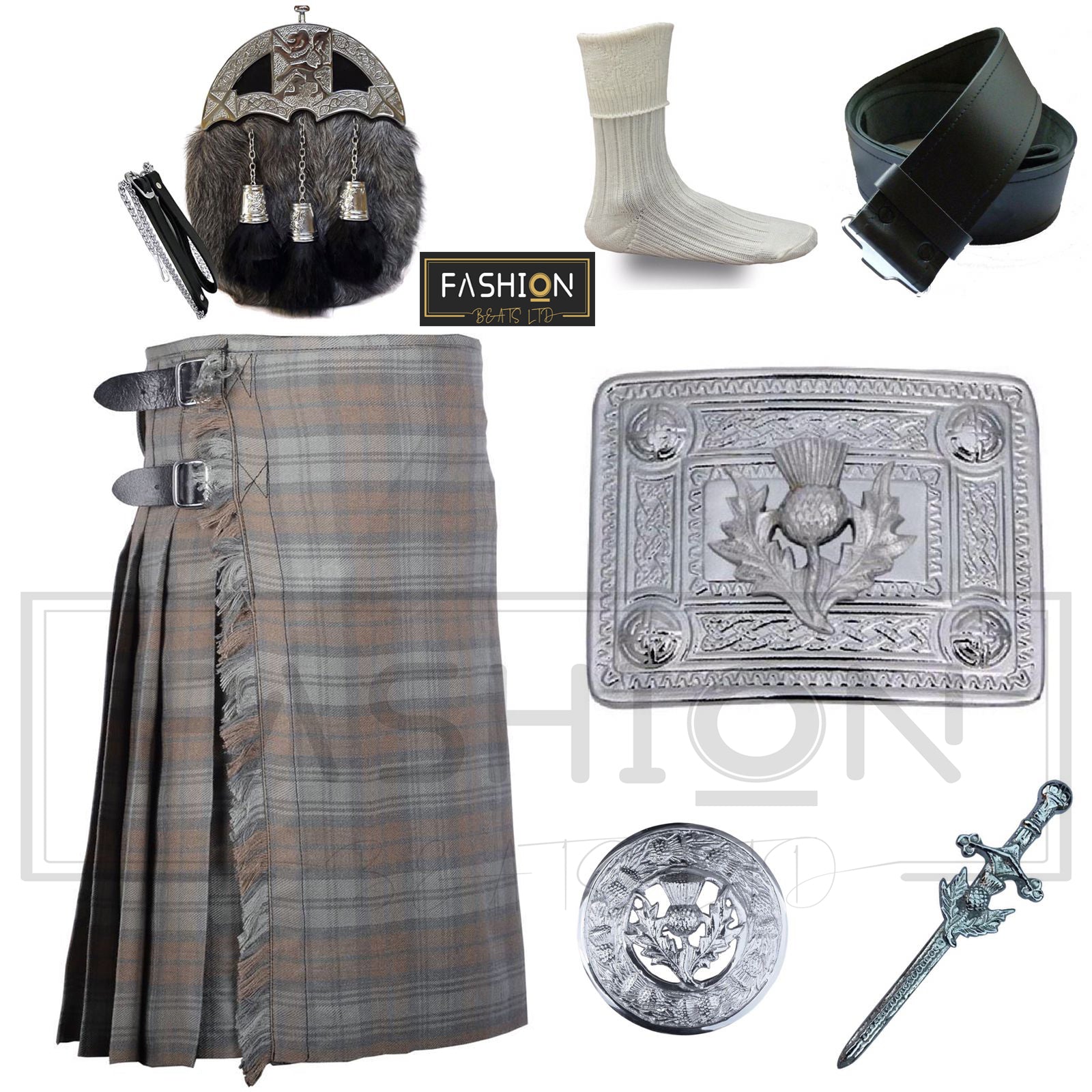 Men's Wedding Kilt Outfit 7 Piece Set Available in 40+ Plus Tartan Clan for Kilts