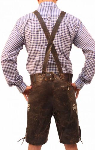 Men Oktoberfest Lederhosen Trachten Short Lederhosen Wild Brown