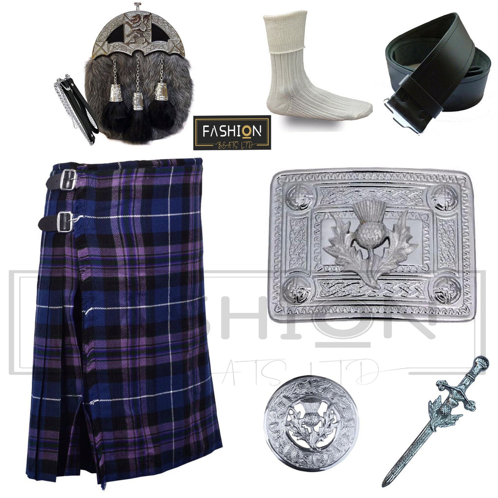 Men's Wedding Kilt Outfit 7 Piece Set Available in 40+ Plus Tartan Clan for Kilts