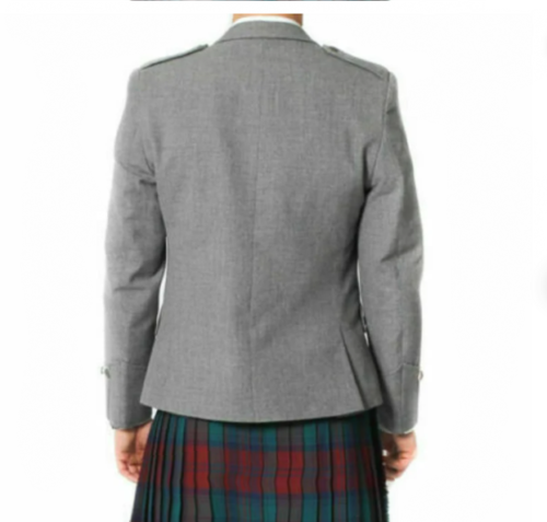 Grey Handmade Wool Argyle Kilt Jacket With Waistcoat Scottish Wedding Kilt Jacket For Men | Chest 34" to 54 Inch