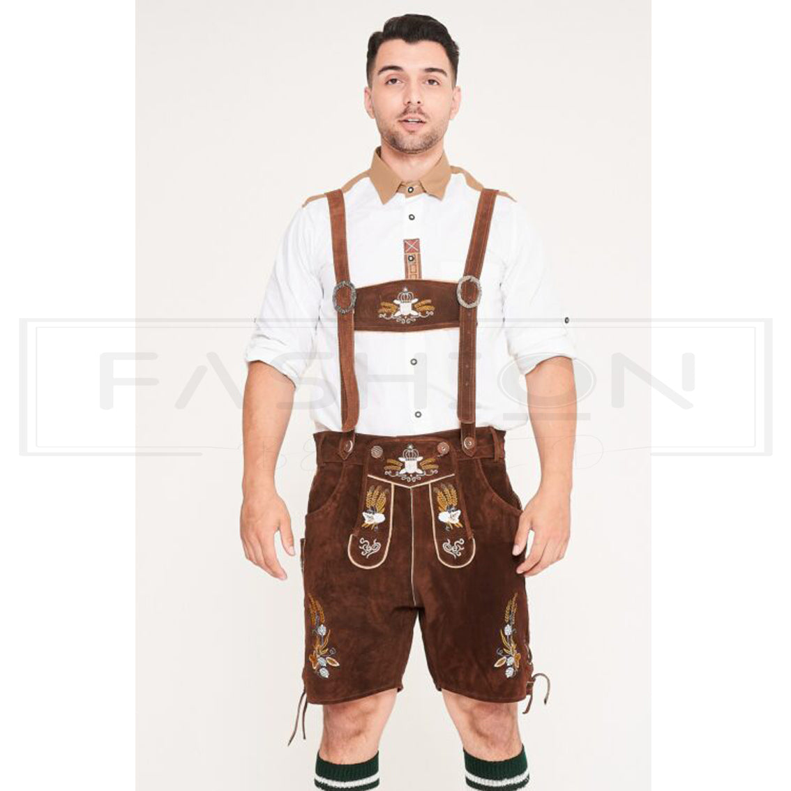 Bavarian Herren Lederhosen Red Brown Leather Lederhosen For Men's